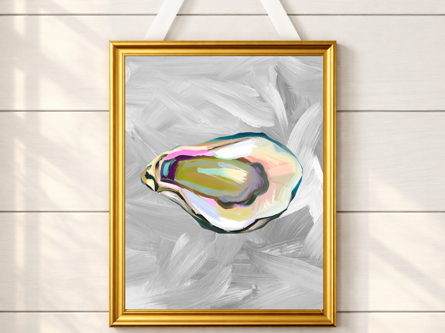 Blue Oyster Print, Coastal Oyster Print, Oyster Art Print, Oyster Wall Print, Oyster Shell Print, Watercolor Oyster Print