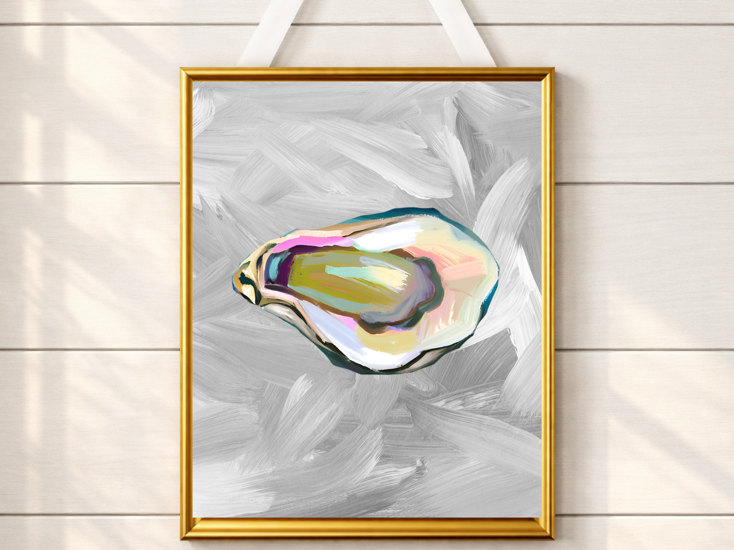 Blue Oyster Print, Coastal Oyster Print, Oyster Art Print, Oyster Wall Print, Oyster Shell Print, Watercolor Oyster Print