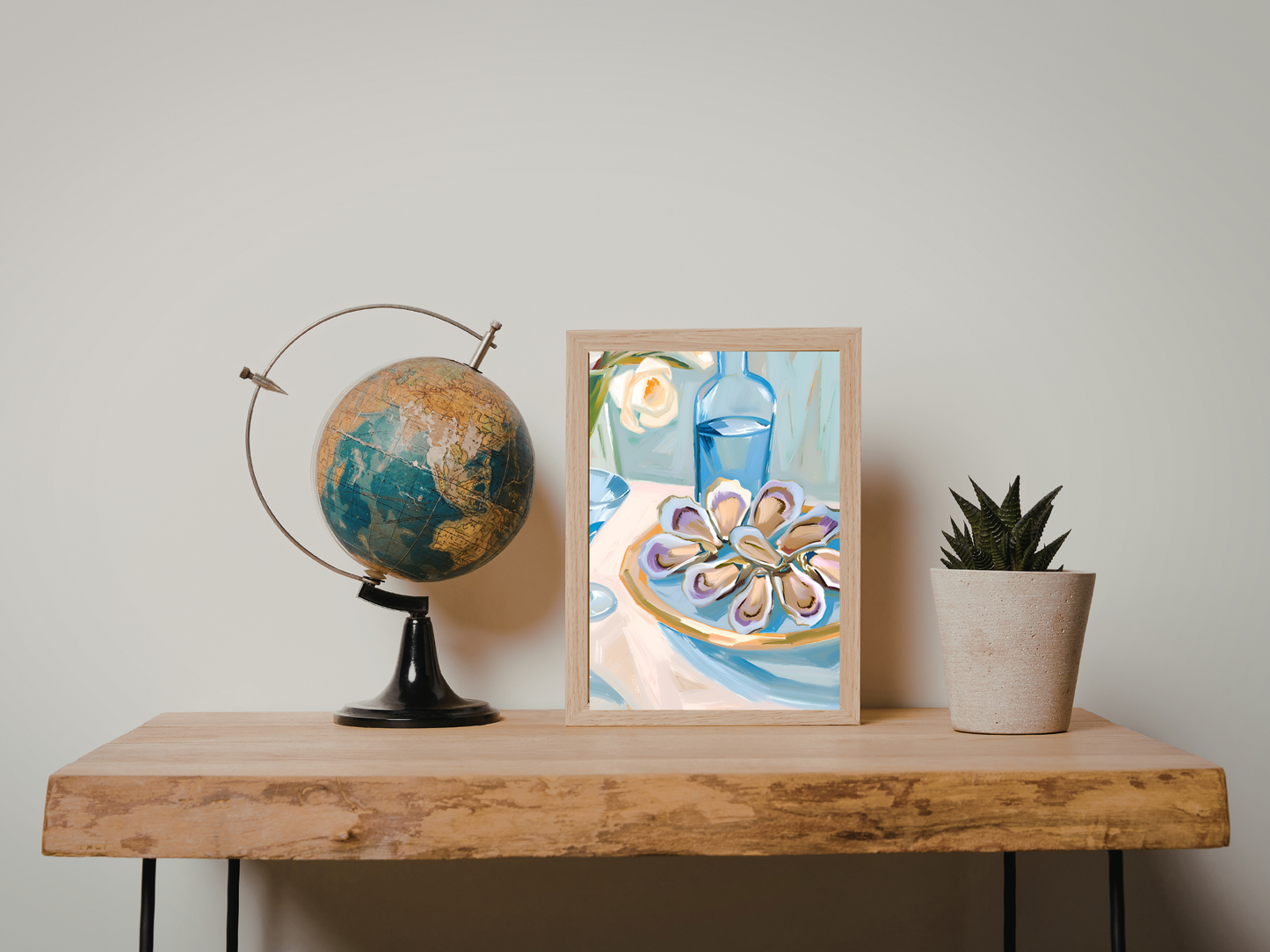 Blue Oyster Print, Coastal Oyster Print, Oyster Art Print, Oyster Wall Print, Oyster Shell Print, Watercolor Oyster Print