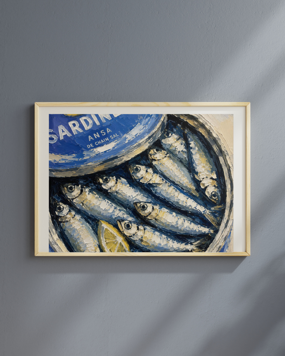 Sardine Tin Oil Painting Print Gift for Foodie Sardine Art Print Fish Wall Art Coastal Decor Seafood Art