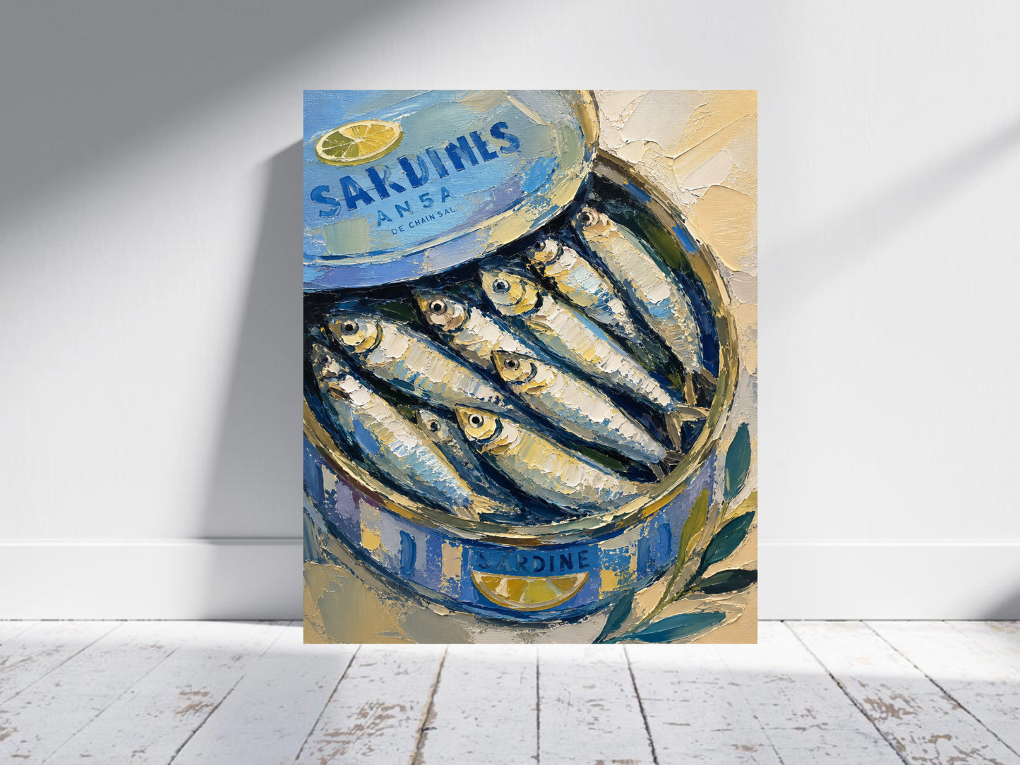 Sardine Tin Painting Print Gift for Foodie Sardine Art Print Fish Wall Art Coastal Decor Seafood Art