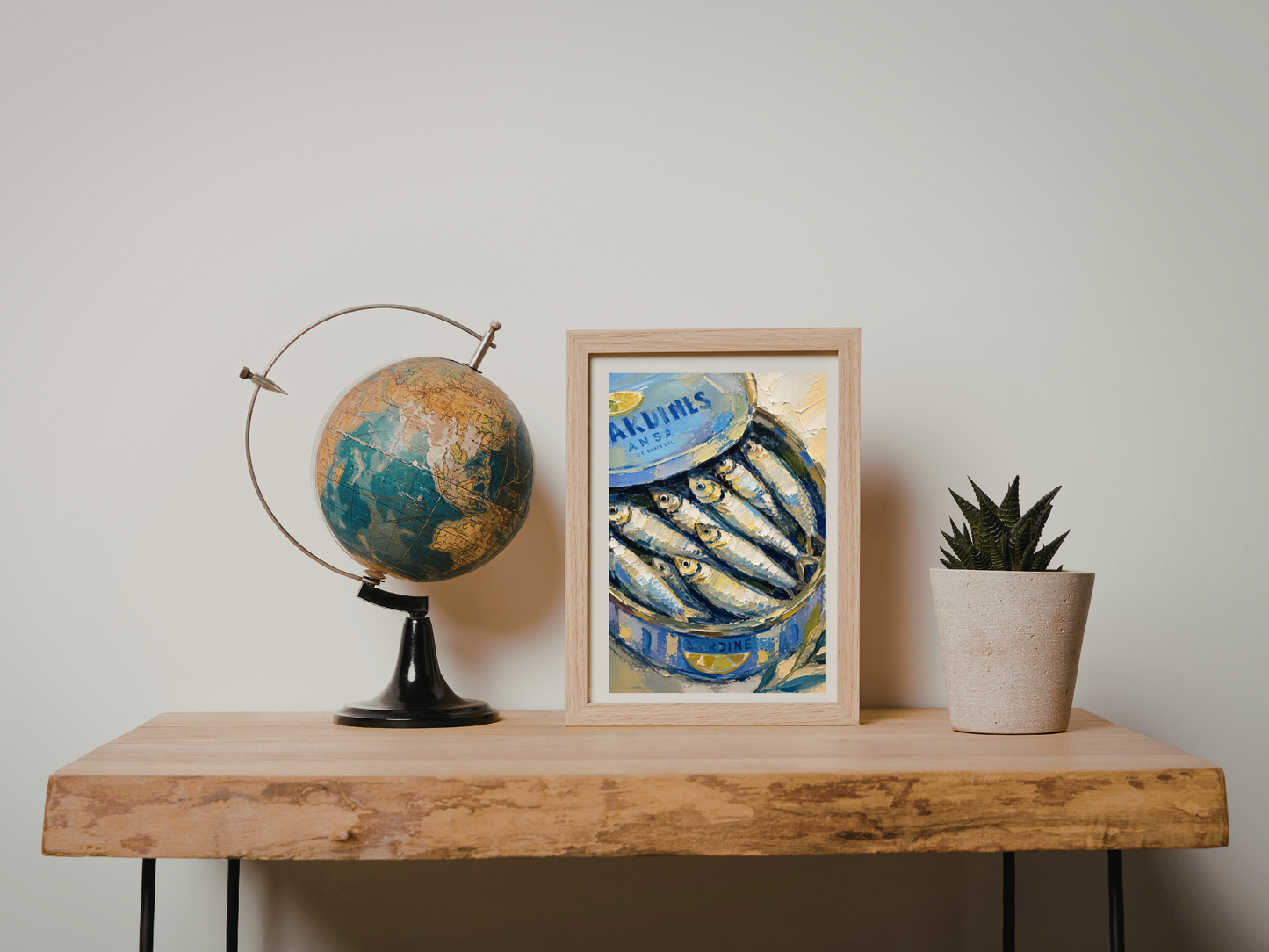 Sardine Tin Painting Print Gift for Foodie Sardine Art Print Fish Wall Art Coastal Decor Seafood Art