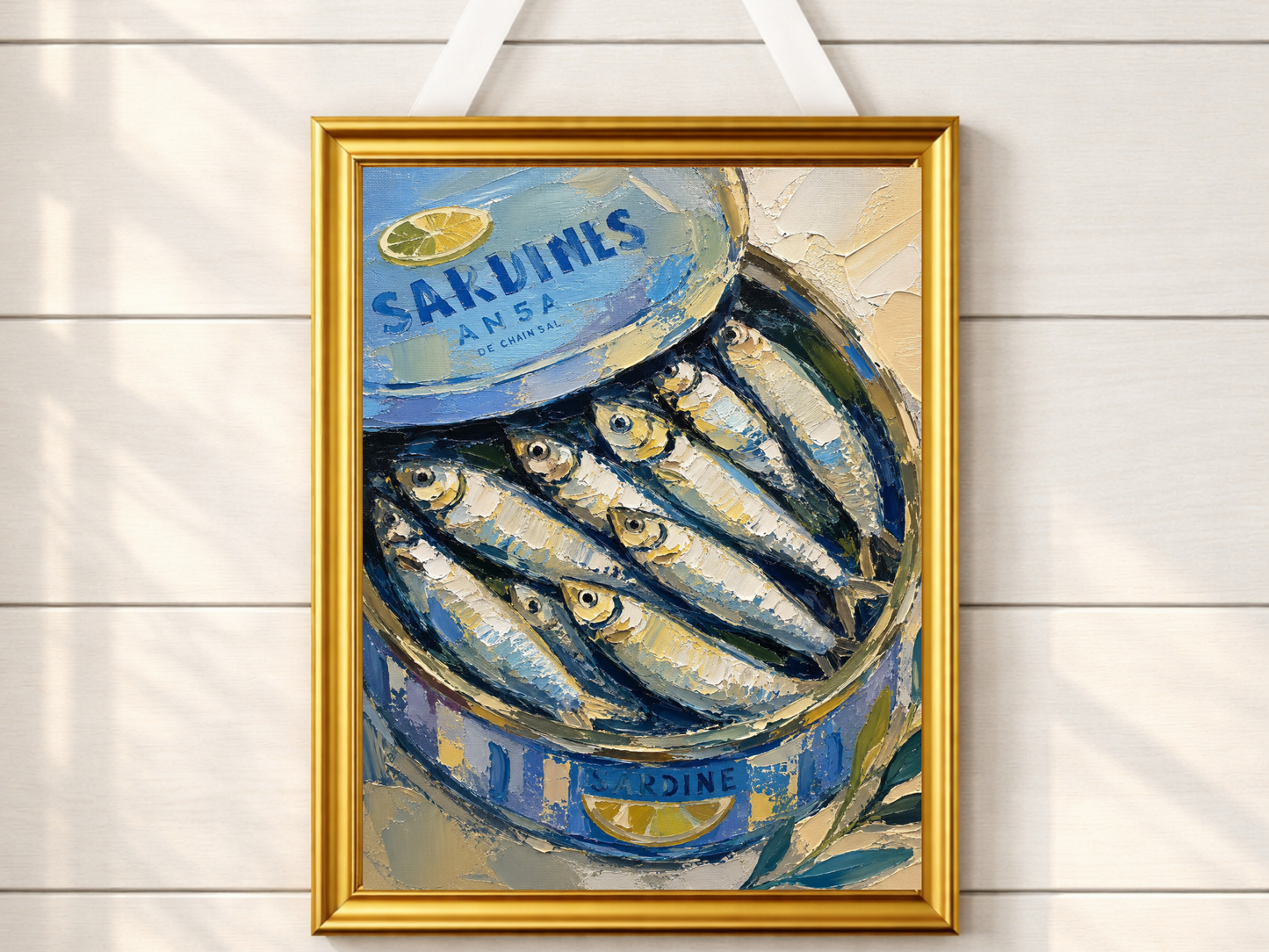 Sardine Tin Painting Print Gift for Foodie Sardine Art Print Fish Wall Art Coastal Decor Seafood Art