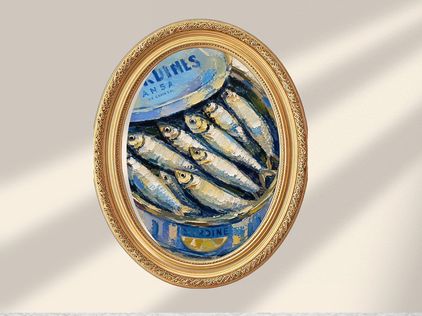 Sardine Tin Painting Print Gift for Foodie Sardine Art Print Fish Wall Art Coastal Decor Seafood Art