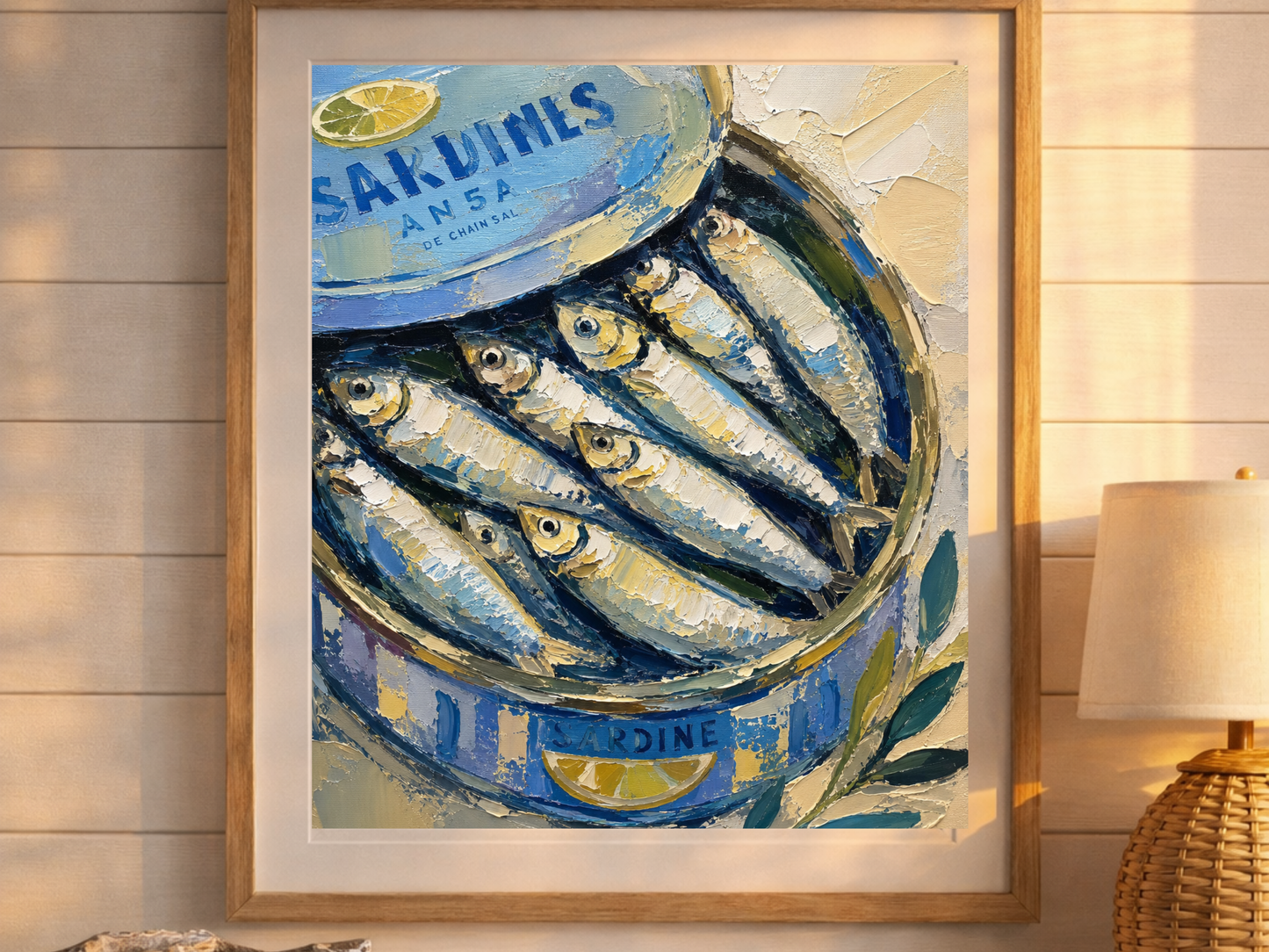 Sardine Tin Painting Print Gift for Foodie Sardine Art Print Fish Wall Art Coastal Decor Seafood Art