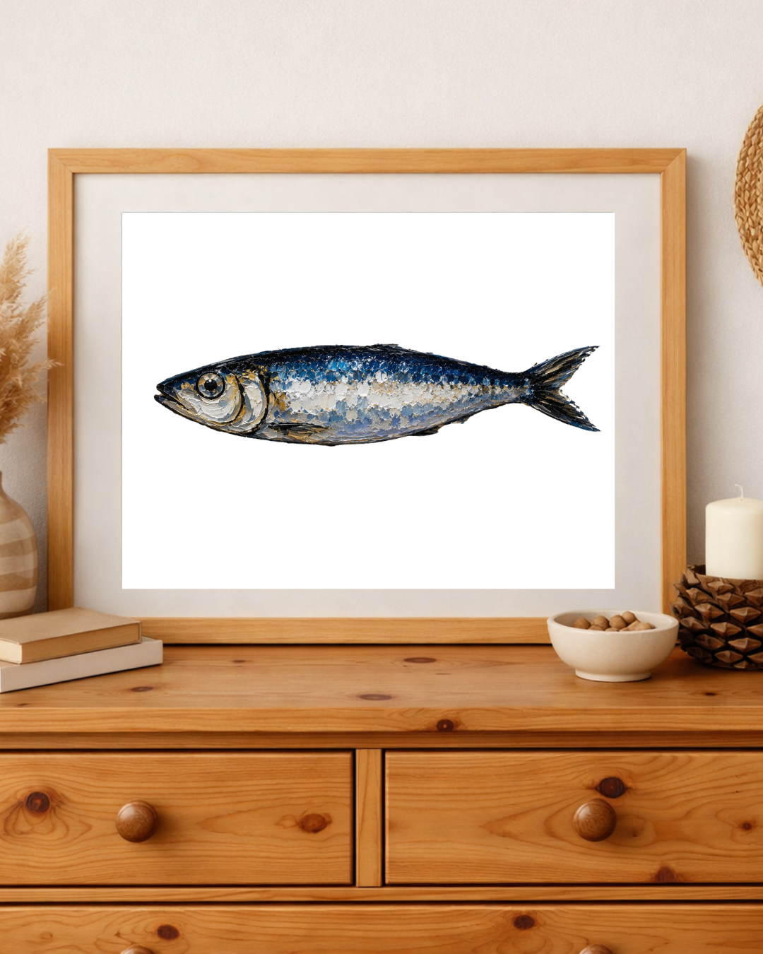 Sardine Oil Painting Print Gift for Foodie Sardine Art Print Fish Wall Art Coastal Decor Seafood Art Beach House Art
