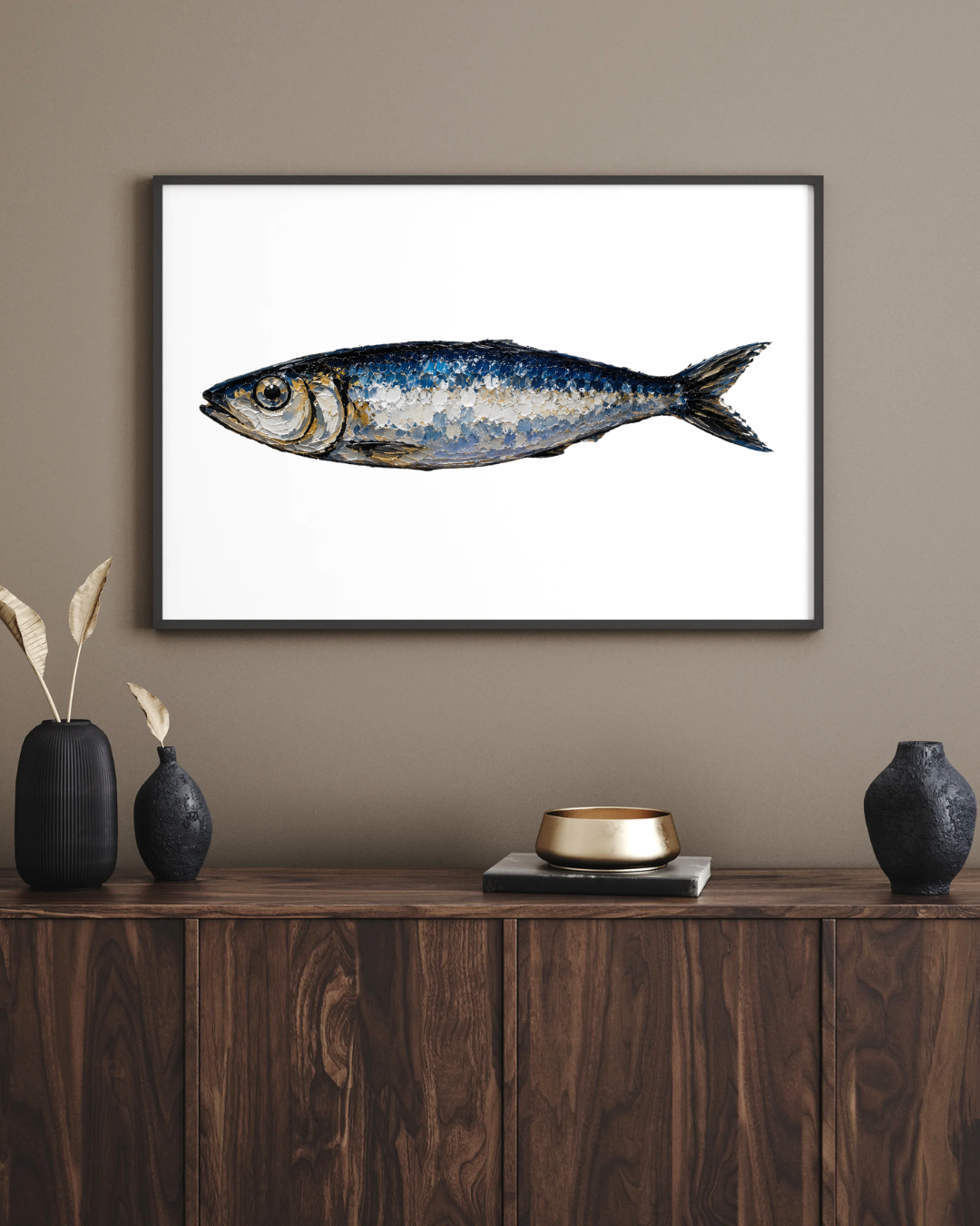 Sardine Oil Painting Print Gift for Foodie Sardine Art Print Fish Wall Art Coastal Decor Seafood Art Beach House Art