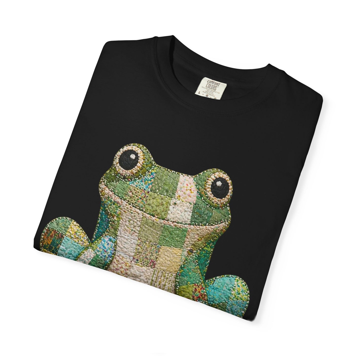 Faux Quilted Frog Shirt T-Shirt, Comfort Colors Printed Frog Tee, Cute Frog Shirt, Funny Frog Tee, Frog Lover Gift