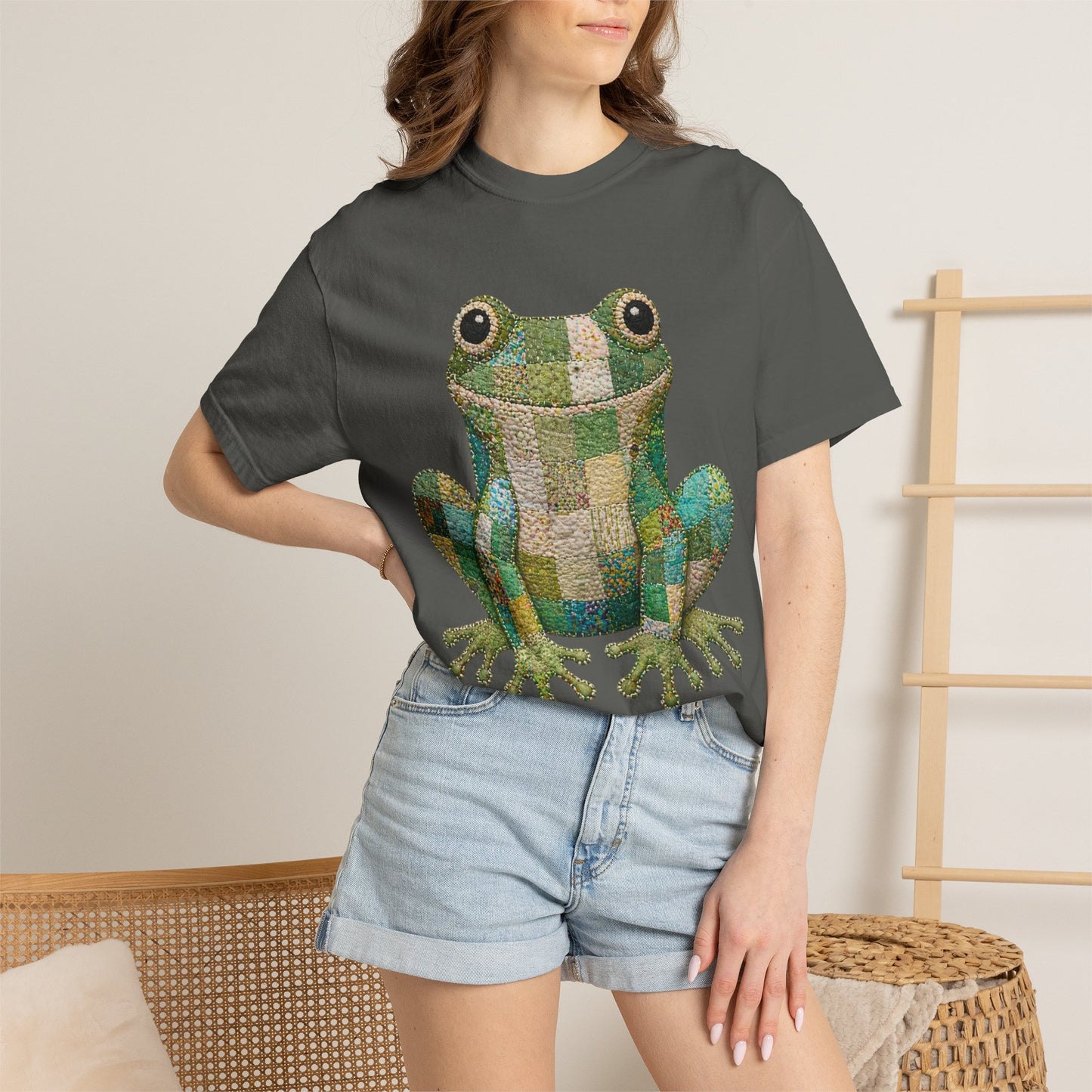 Faux Quilted Frog Shirt T-Shirt, Comfort Colors Printed Frog Tee, Cute Frog Shirt, Funny Frog Tee, Frog Lover Gift