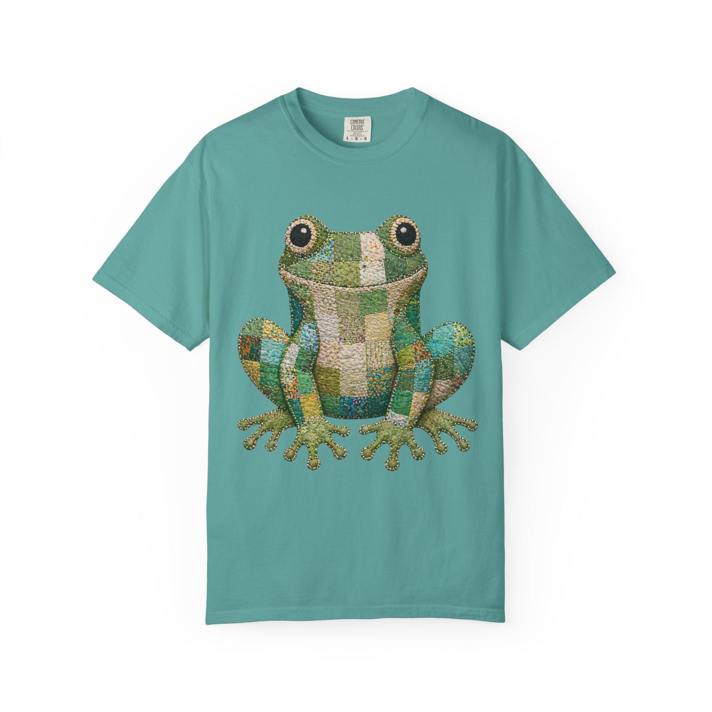 Faux Quilted Frog Shirt T-Shirt, Comfort Colors Printed Frog Tee, Cute Frog Shirt, Funny Frog Tee, Frog Lover Gift