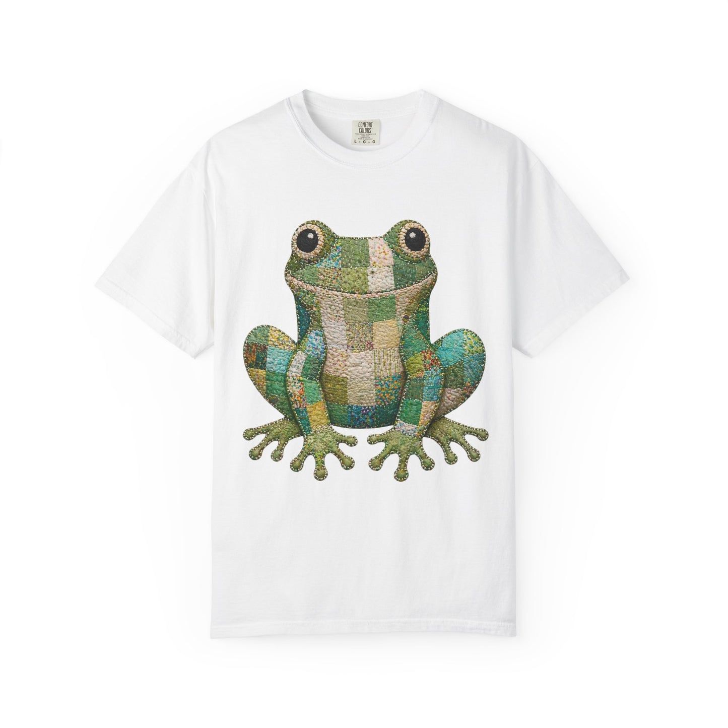 Faux Quilted Frog Shirt T-Shirt, Comfort Colors Printed Frog Tee, Cute Frog Shirt, Funny Frog Tee, Frog Lover Gift