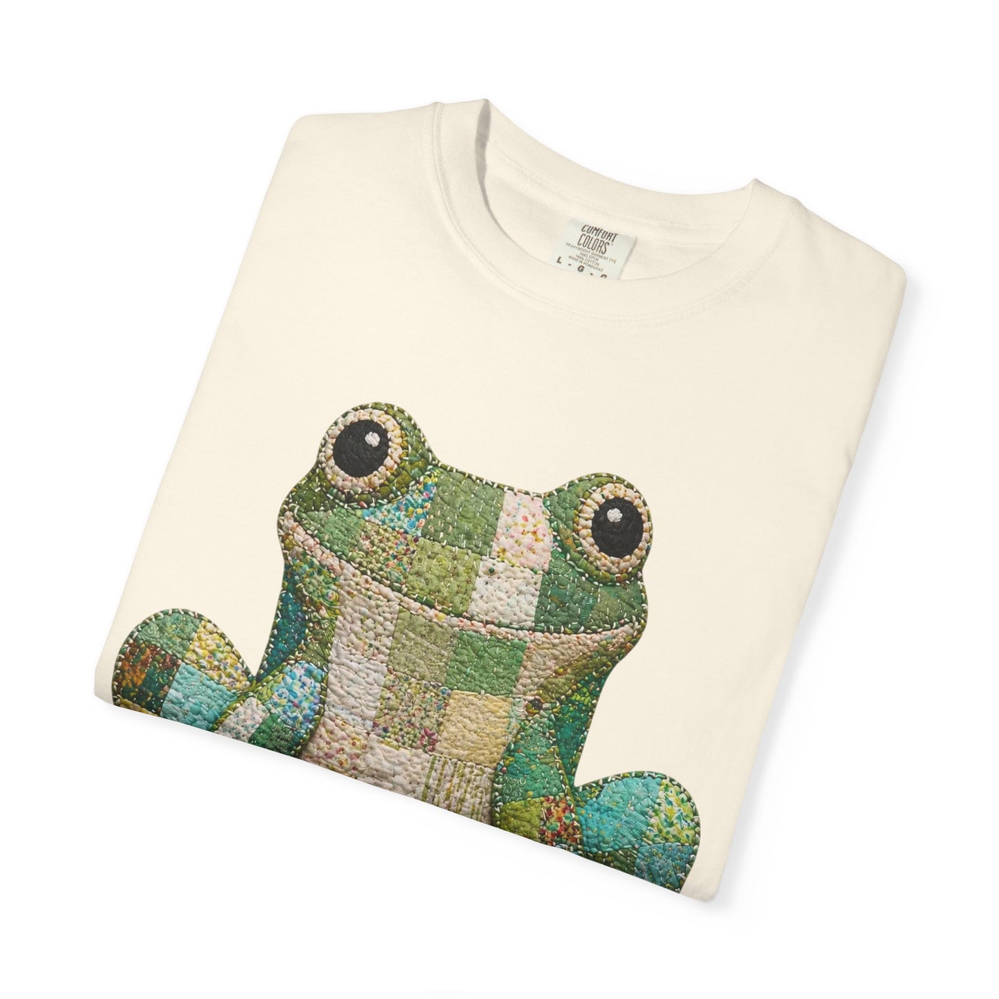 Faux Quilted Frog Shirt T-Shirt, Comfort Colors Printed Frog Tee, Cute Frog Shirt, Funny Frog Tee, Frog Lover Gift