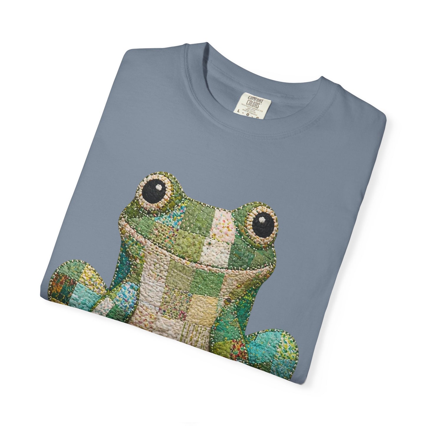Faux Quilted Frog Shirt T-Shirt, Comfort Colors Printed Frog Tee, Cute Frog Shirt, Funny Frog Tee, Frog Lover Gift