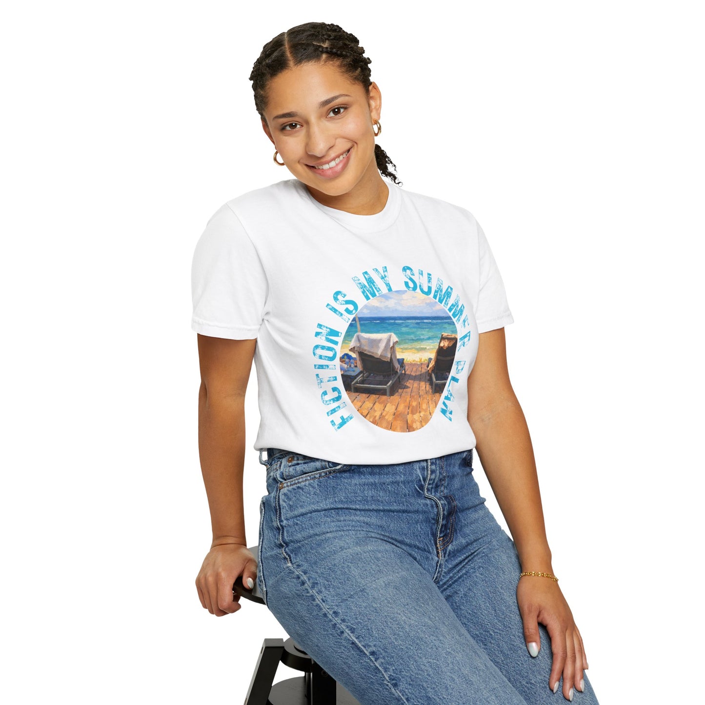 Book Girl Summer T-Shirt Fiction is my summer plan Book Lover Bookish Reading Tee Reader Travel Shirt Romance Book