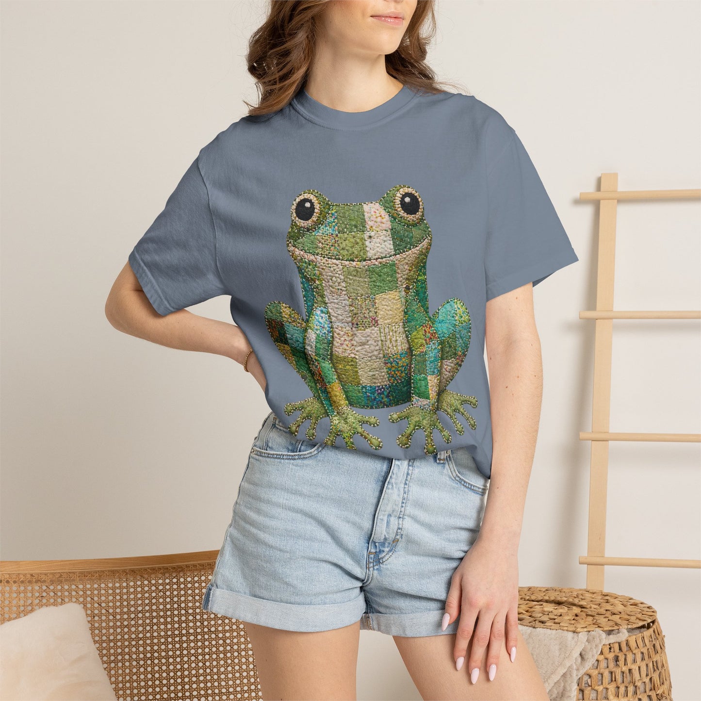 Faux Quilted Frog Shirt T-Shirt, Comfort Colors Printed Frog Tee, Cute Frog Shirt, Funny Frog Tee, Frog Lover Gift