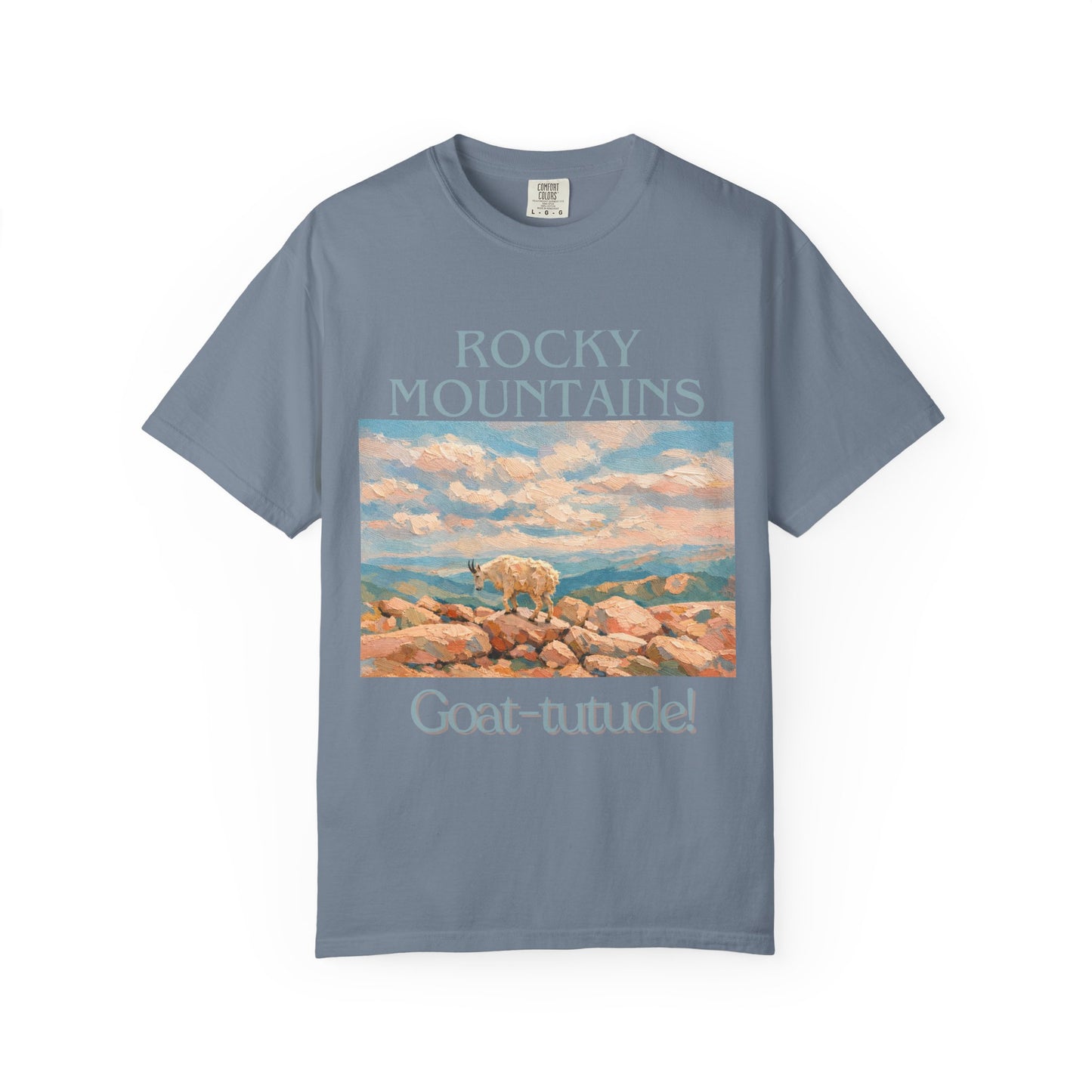 Rocky Mountains Goat-titude T-Shirt | Mountain Goat Illustration