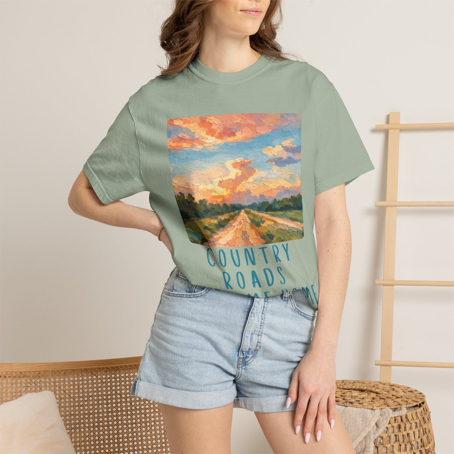 Country Roads Take Me Home Comfort Colors tShirt Women's Mountain Graphic Tee, Camping Hiking T Shirt, Travel Shirt, Nature T Shirt, Gift
