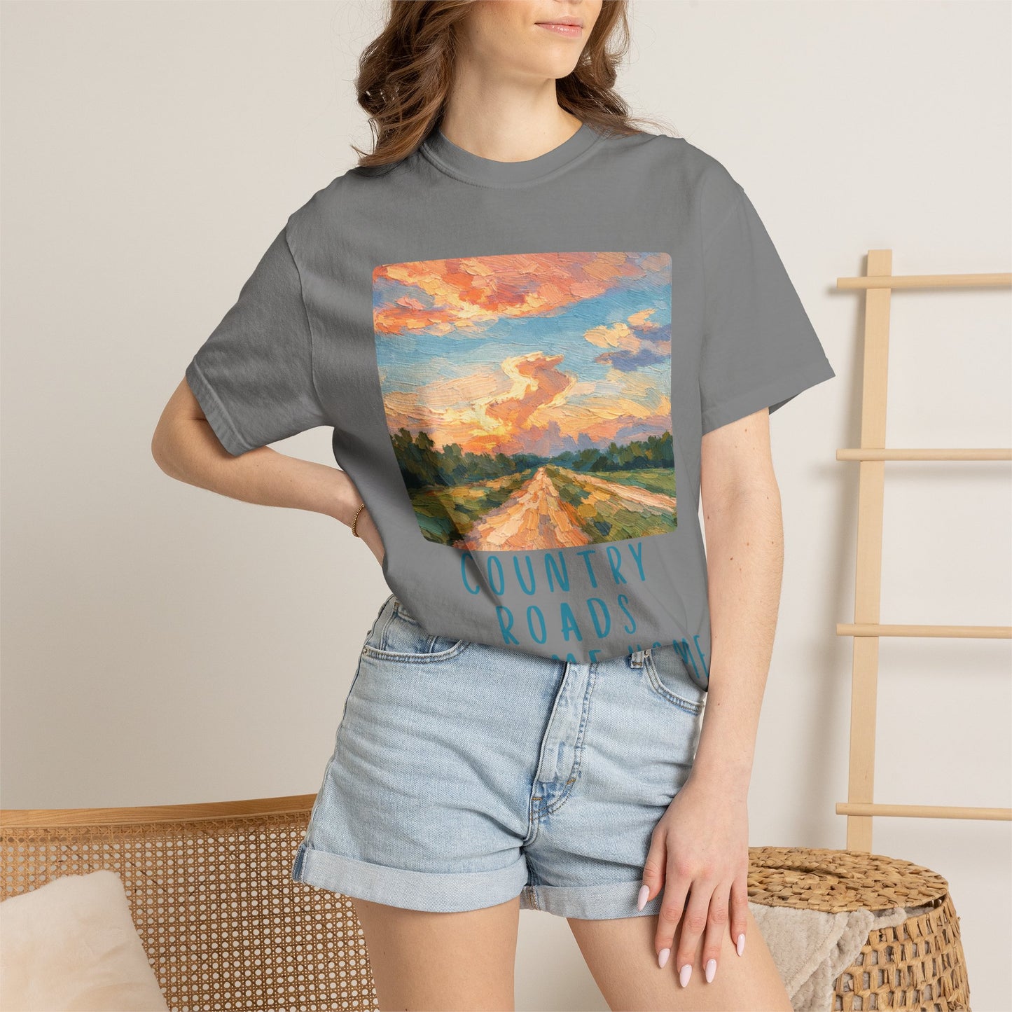 Country Roads Take Me Home Comfort Colors tShirt Women's Mountain Graphic Tee, Camping Hiking T Shirt, Travel Shirt, Nature T Shirt, Gift
