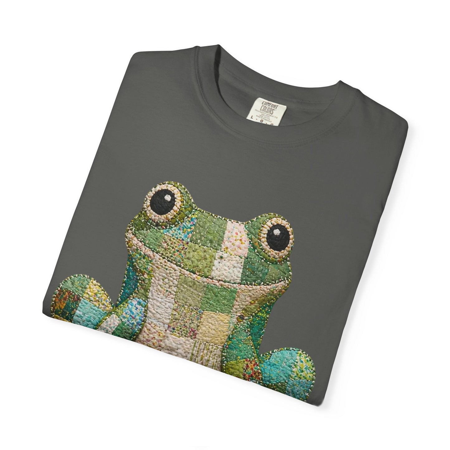 Faux Quilted Frog Shirt T-Shirt, Comfort Colors Printed Frog Tee, Cute Frog Shirt, Funny Frog Tee, Frog Lover Gift