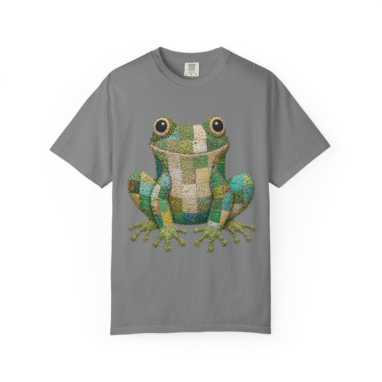 Faux Quilted Frog Shirt T-Shirt, Comfort Colors Printed Frog Tee, Cute Frog Shirt, Funny Frog Tee, Frog Lover Gift