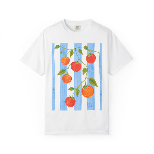 Tomato Vine Graphic T-Shirt – Italian Summer Aesthetic Tee, Mediterranean Fruit Art Shirt