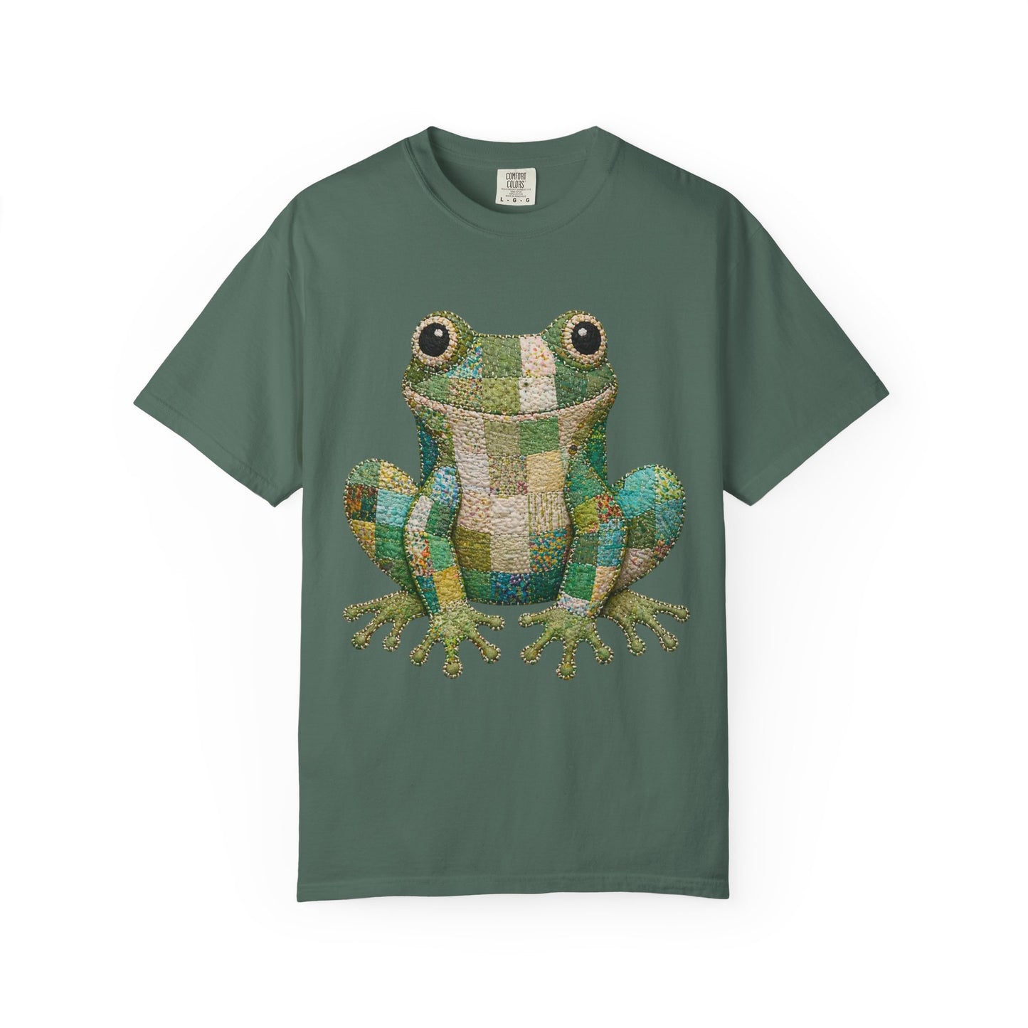 Faux Quilted Frog Shirt T-Shirt, Comfort Colors Printed Frog Tee, Cute Frog Shirt, Funny Frog Tee, Frog Lover Gift