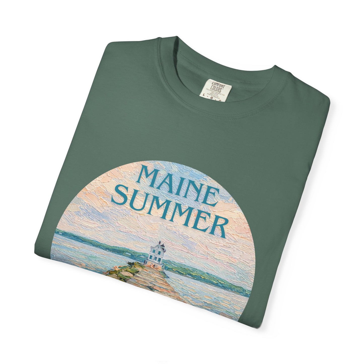 Pastel Coastal Lighthouse Graphic T-Shirt – Aesthetic Beach Scene Art Tee for Ocean Lovers