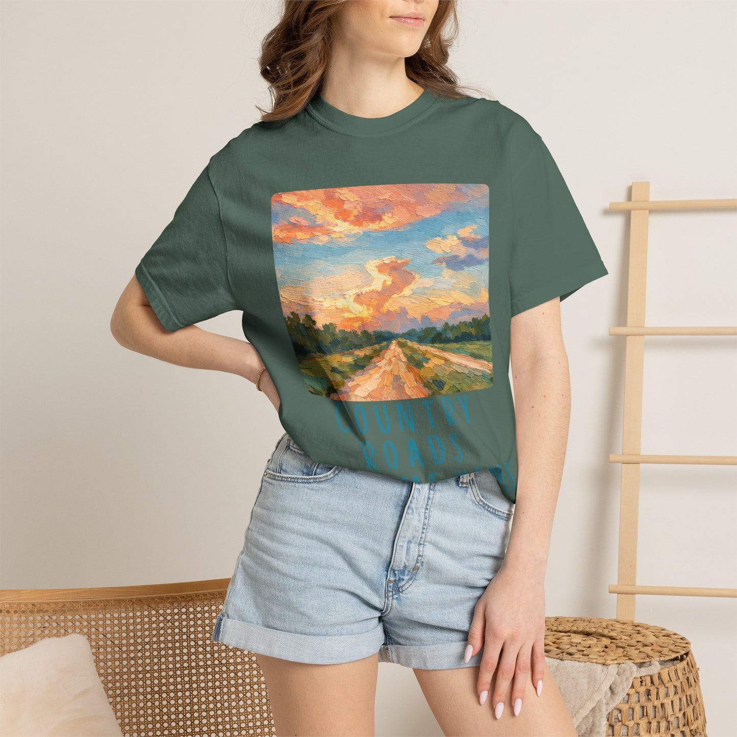 Country Roads Take Me Home Comfort Colors tShirt Women's Mountain Graphic Tee, Camping Hiking T Shirt, Travel Shirt, Nature T Shirt, Gift