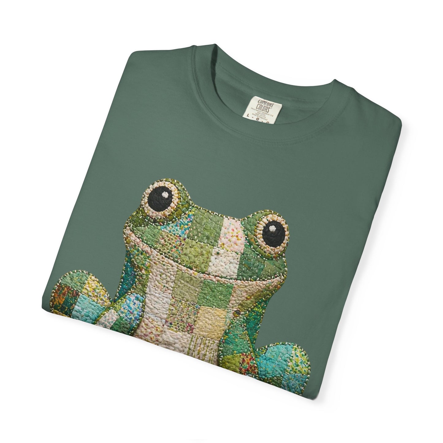 Faux Quilted Frog Shirt T-Shirt, Comfort Colors Printed Frog Tee, Cute Frog Shirt, Funny Frog Tee, Frog Lover Gift