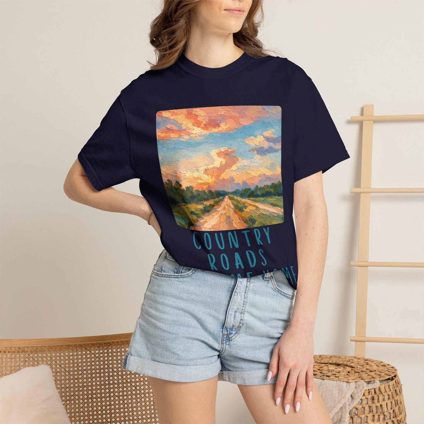 Country Roads Take Me Home Comfort Colors tShirt Women's Mountain Graphic Tee, Camping Hiking T Shirt, Travel Shirt, Nature T Shirt, Gift